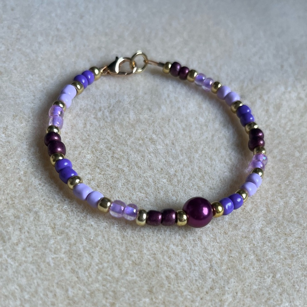 *2 for $20* Purple and Gold Beaded Bracelet